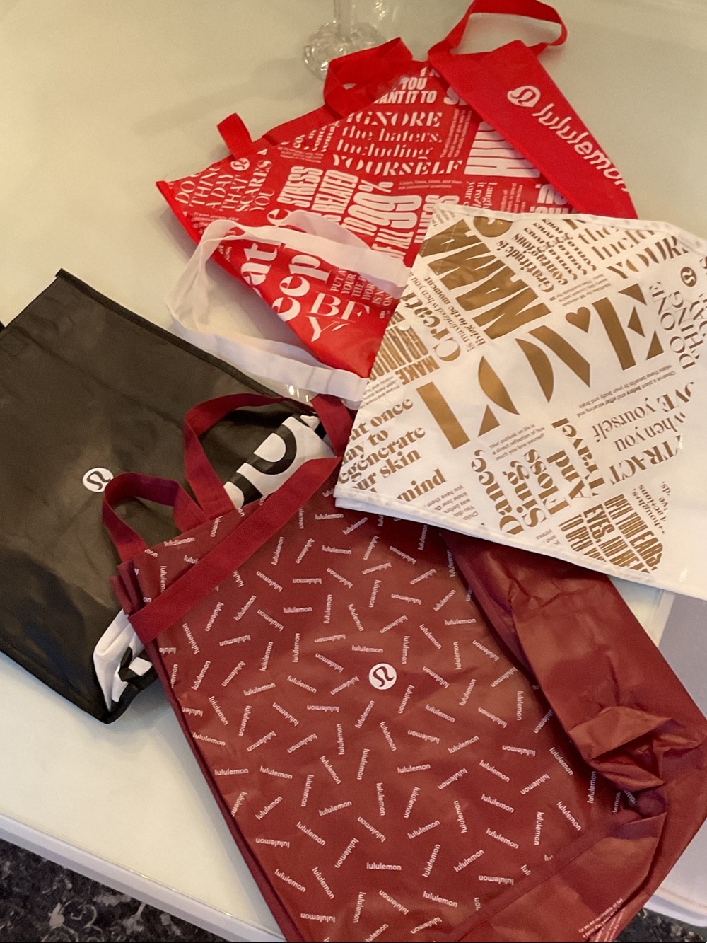 lululemon athletica Reusable Tote Bag - Red bundle of 4 shown
